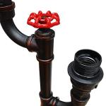 Vintage Industrial Water Pipe Table Lamp with Uplighter