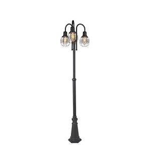 Rustic Black 3-Light Outdoor Post Lamp