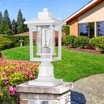 White Outdoor Post Lantern with Seeded Glass