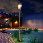 Vintage Black and Gold Outdoor Lamp Post