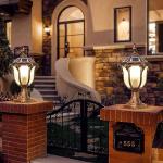 Solar LED Outdoor Post Caps in Rustic Bronze