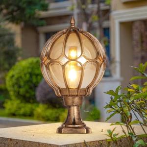 Retro Bronze Garden Lamp Post with Creative Ball