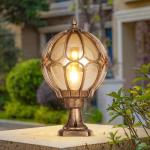 Retro Bronze Garden Lamp Post with Creative Ball
