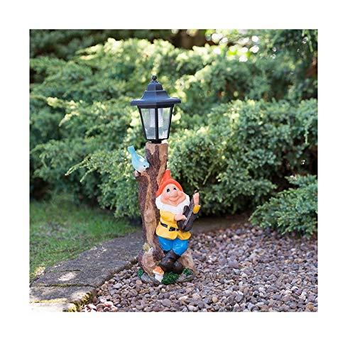 Solar Lamp Post Garden Gnome - Orange