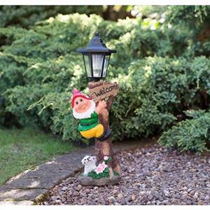 Charming Solar Lamp Post Garden Gnome Ornament