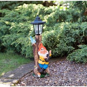 Gnome Solar Lamp Post Light with Orange Hat