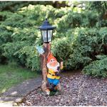 Gnome Solar Lamp Post Light with Orange Hat