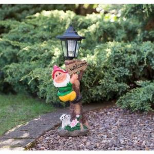 Solar Garden Gnome with Lamp Post Light