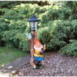Solar Lamp Post Garden Gnome (Orange)