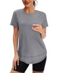 Women's Grey Short Sleeve Workout Tops 2025