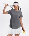 Women's Grey Short Sleeve Workout Tops 2025