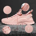 Comfortable Pink Lace-Up Womens Walking Sneakers