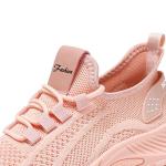 Comfortable Pink Lace-Up Womens Walking Sneakers