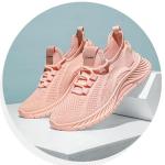 Comfortable Pink Lace-Up Womens Walking Sneakers