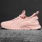 Comfortable Pink Lace-Up Womens Walking Sneakers