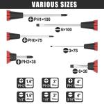 KURUI 6-Piece Magnetic Screwdriver Set with Grip