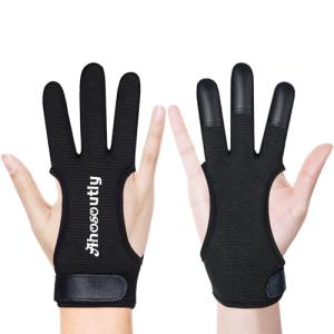 AHOSOUTLY Three Finger Leather Archery Gloves