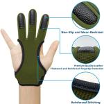 Seektop Leather Three Finger Archery Gloves - Green