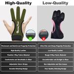 Seektop Leather Three Finger Archery Gloves - Green