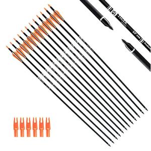 30-Inch Carbon Practice Arrows for Bows - Pack of 12