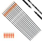 30-Inch Carbon Practice Arrows for Bows - Pack of 12