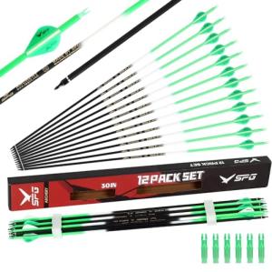 SPG 30-Inch Carbon Arrows for Compound Bow - 12 Pack
