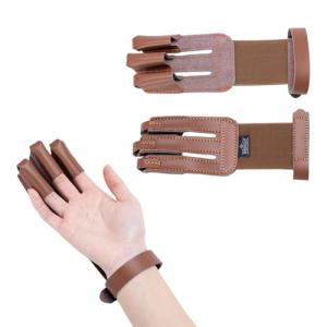 3-Finger Leather Archery Glove with Adjustable Strap