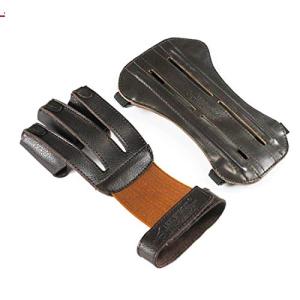 Linkboy Leather 3-Finger Archery Gloves & Arm Guard