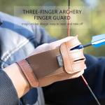 3-Finger Leather Archery Glove with Adjustable Strap