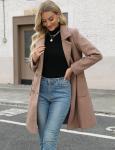 Camel Wool Blend Mid-Length Women's Winter Coat