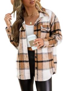 Womens Plaid Flannel Shacket - Trendy Fall Style