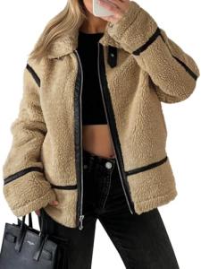 Trendy Women's Faux Fur Moto Jacket