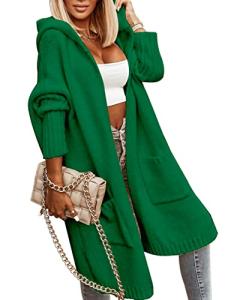 Aoysky Women's Oversized Hooded Green Cardigan Sweater