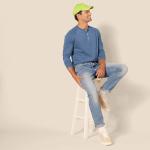 Men's Slim-Fit Long-Sleeve Henley Shirt - Blue