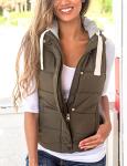 Yeokou Women's Slim Hooded Puffer Vest - Army Green