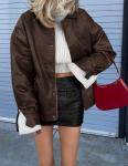 Trendy Oversized Faux Leather Motorcycle Jacket for Women