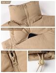 UANEO Women's Cropped Puffer Vest in Khaki