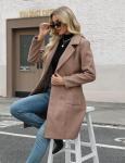 Camel Wool Blend Mid-Length Women's Winter Coat