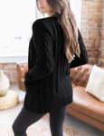 MEROKEETY Women's Black Cable Knit Cardigan