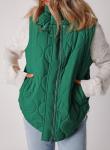 EVALESS Women's Lightweight Cropped Puffer Vest in Green