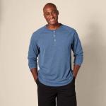 Men's Slim-Fit Long-Sleeve Henley Shirt - Blue
