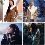 AI'MOURI Khaki Sherpa Fleece Women's Overcoat