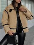 Trendy Women's Faux Fur Moto Jacket