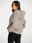 Trendy Oversized Women's Fleece Hoodie in Coffee Grey