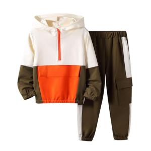 Color Block Hoodie and Pants Set for Boys