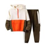 Color Block Hoodie and Pants Set for Boys