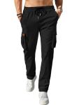 Comdecevis Men's Black Cargo Joggers with Pockets