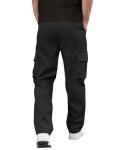 Men's Black Cargo Pants with Drawstring and Pockets
