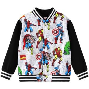 Disney Avengers Graphic Baseball Sweatshirt Jacket for Kids
