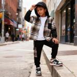 Voxikodex Boys Flannel Plaid Hoodie and Pants Set